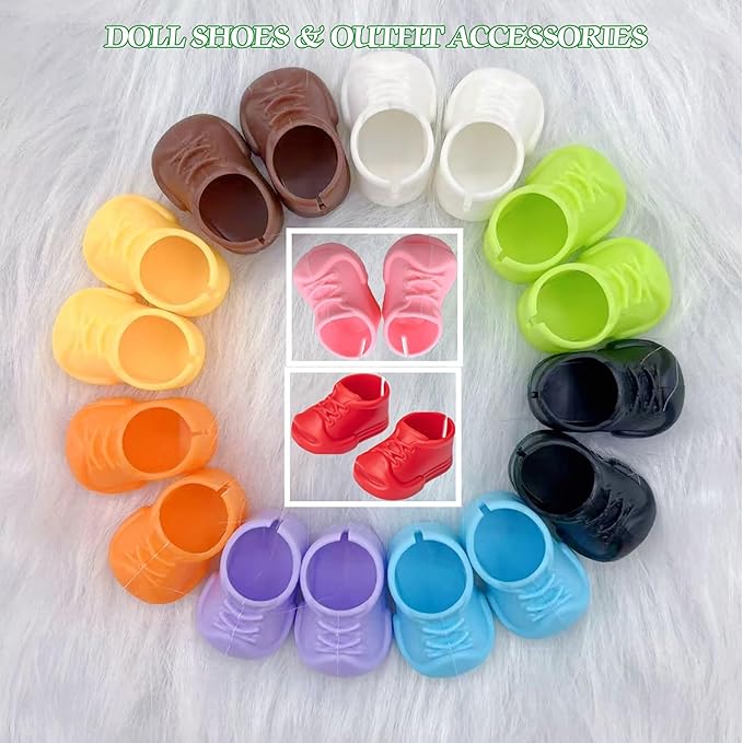 6 Pairs Mini Shoes for 15CM Doll, Plastic Colorful Cute Tiny Shoes Premium Fashion Outfit Accessories Replacement Suitable for 17cm Doll