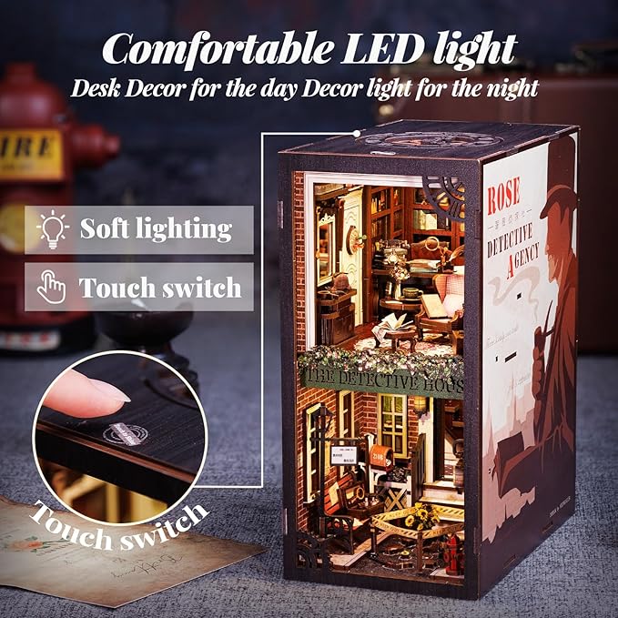 CUTEBEE Book Nook Kit - DIY Miniature House Dollhouse Kit for Adult and Teens, Booknook Bookshelf Decor Alley Model Build with LED Light, Gifts for Family and Friends