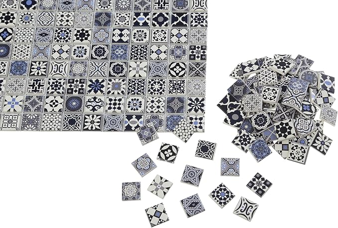 150 pcs, Dollhouse Flooring, 1:12 Scale Doll House Tiles, Miniature Checkerboard Floor, REDUCIO! (Midnight Mosaic)