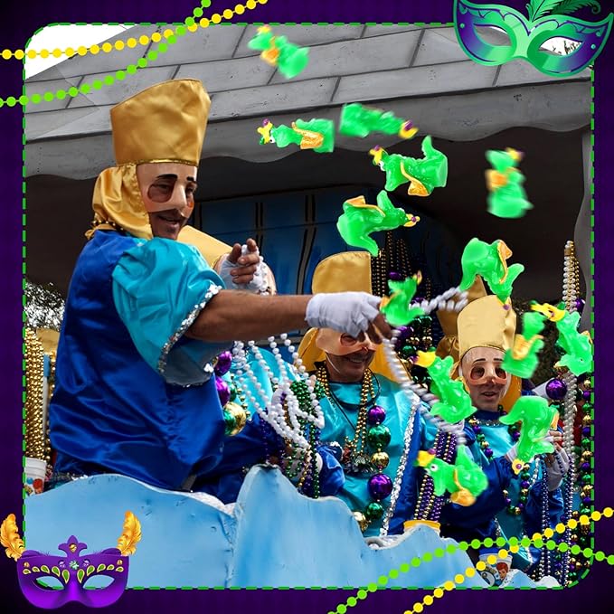 50 Packs Small Mardi Gras Alligators for Parade Mardi Gras Themed Figurines -Resin Tiny Alligators with Clown Crown Carnival Parade Supplies for Novelty Gifts Party Favor Handout Toys
