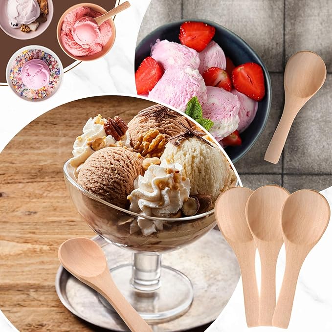 Boao 50 Pcs Small Wooden Spoons, 3.5'' L, Mini Wood Natural Tiny Spoons Wooden Little Teaspoons for Jars Sugar Creamer Honey Spices Salt Kitchen Supplies (Light Wood)