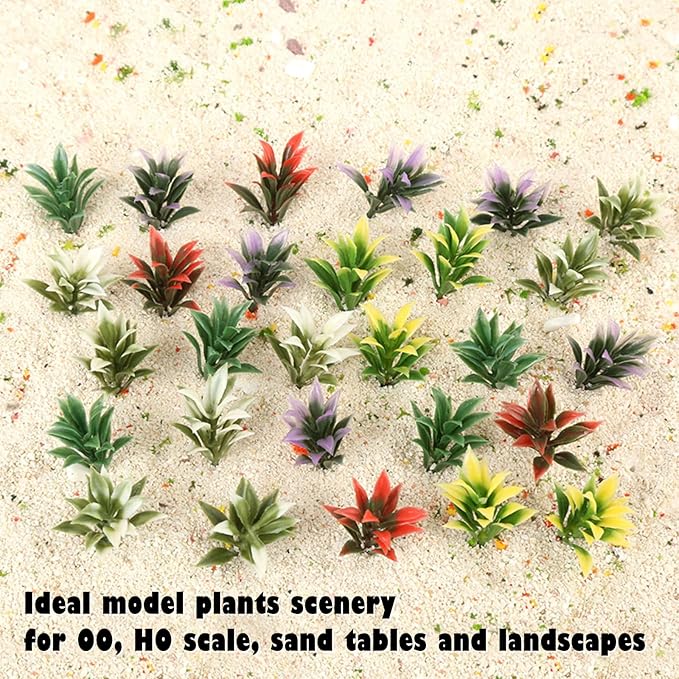 Yetaha 100PCS Mixed Model Plants, Colorful Flowering Plants, Railway Park Garden Scene Architecture Ornament Scenery, Railroad Layout Scene Decoration