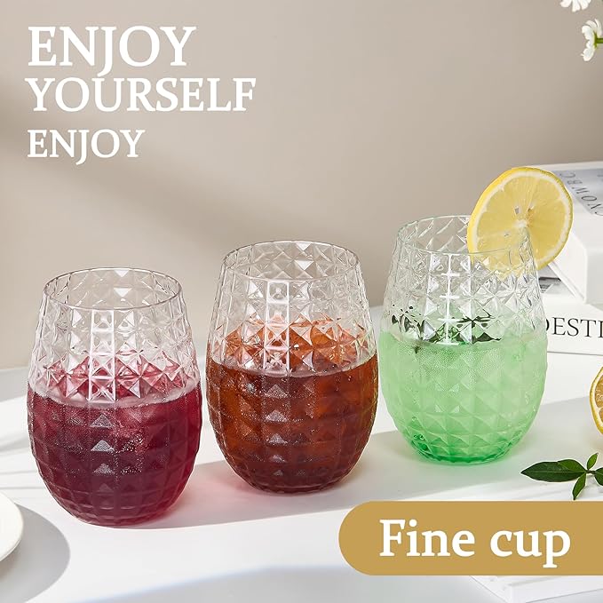 Lueumxc 20 Pack Plastic Wine Glasses, 16Oz Disposable Wine Glasses Unbreakable Clear Plastic Cocktail Glasses Recyclable Shatterproof Reusable Wine Cups (16oz-20pack)