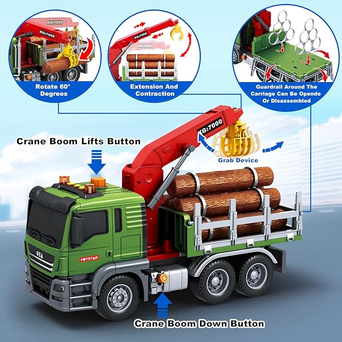 Toddler Boy Toys for 3 4 5 6 7 Years Kids, Large Flatbed Truck Toy with a Farm Truck, Friction Powered Vehicles Toys with Lights and Sounds, Birthday for Boy Girls