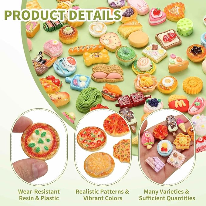 Dollhouse Miniature Food, Cute Mixed Pizza Figures Toys Mini Resin Foods Trinkets for Pretend Play Kitchen Cooking Game & Doll House Decor (Mixing Colors, 20pcs)