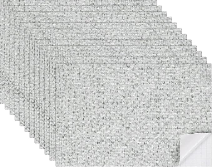 uxcell 12 Sheets Miniature Dollhouse Wallpaper, Linen Texture Self-Adhesive PVC Flooring Wall, Mini Wall Decor for Dollhouse Sand Table Model Accessories 11.81 x 7.87 Inch (Light Gray)