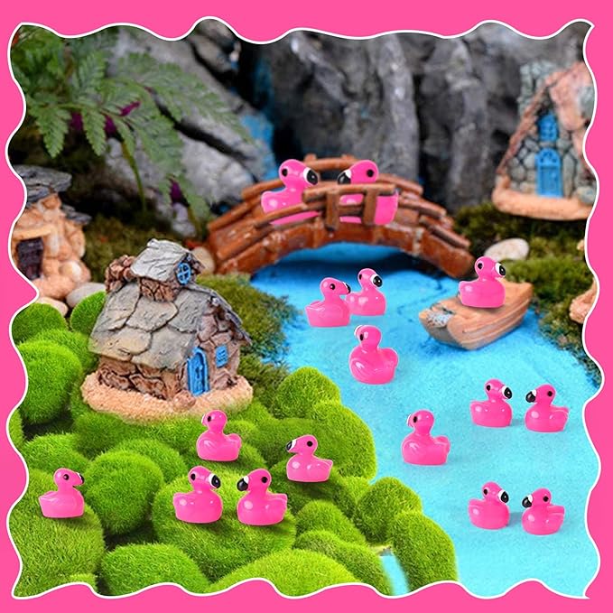 240PCS Mini Flamingo Resin Ducks Set Miniature Flamingo Gifts Tiny Animal Figurines Toy Bulk for Garden Decor DIY Craft Micro Landscape Fairy Party