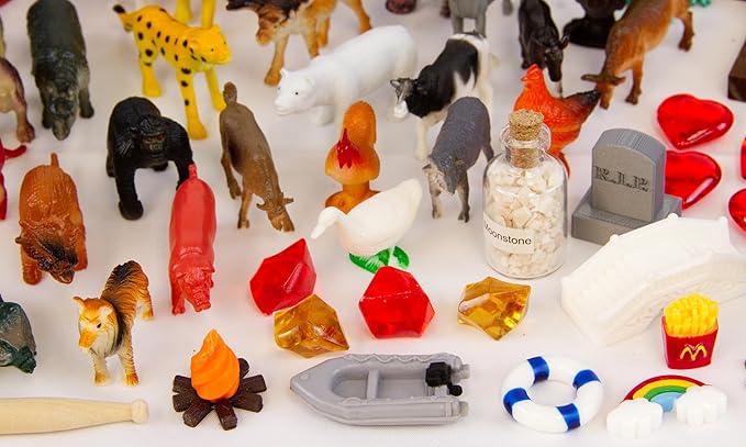 PTS Games Play Therapy Sand Tray Basic Portable Starter Kit with Tray, Sand, and 150+ Miniatures
