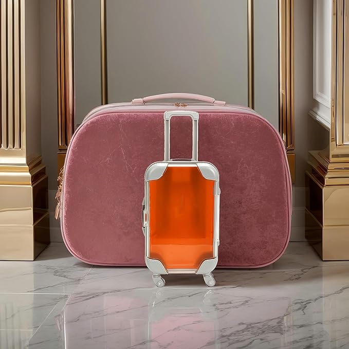 Kiyza False Eyelash Storage Box, Portable Travel Organizer Mini Luggage False Eyelash Tray Makeup Tool (ORANGE)