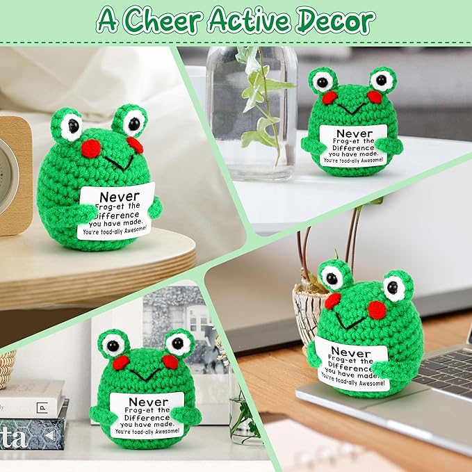 Christmas Thank You Gifts for Women, Coworker, Teacher, Nurse, Boss, Emotional Crochet Frog Animals Support Retirement Farewell Going Away Appreciation Gift - Never Forget The Difference You Make