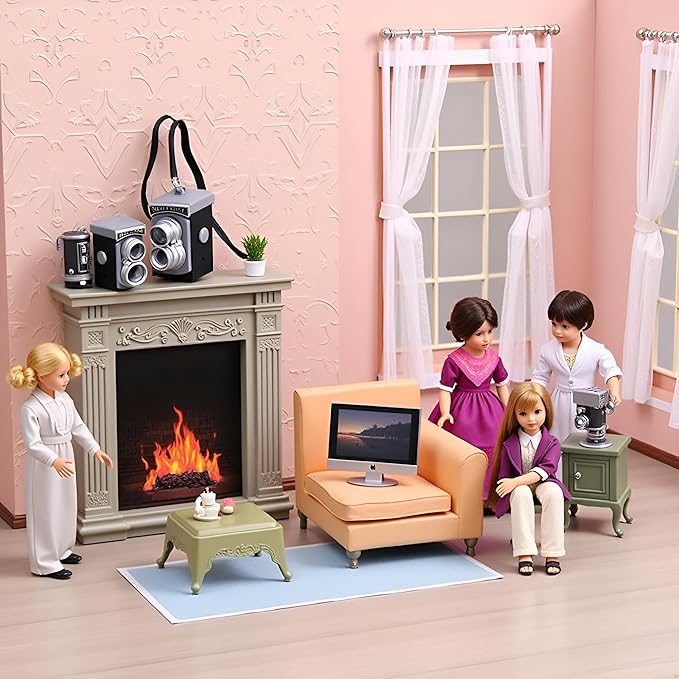 Black Mini Camera for Dolls, Dollhouse Miniature Digital Camera Dolls House Decoration Mini Camera Ornament Vintage Camera Model, DIY Doll House Kit
