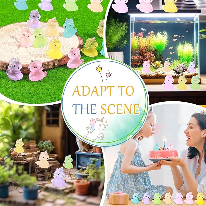 70Pcs Luminous Resin Animal Set Miniature Animal Types Glow-in-The-Dark Effect Fairy Tale Garden Aquarium Dollhouse Miniature Landscape DIY Kit