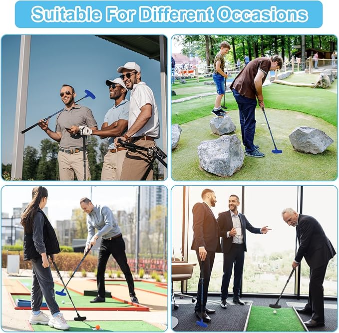Micnaron Mini Golf Set - Two-Way Putter, Right/Left Handed, Adjustable Length for Children to Adults - 2 Golf Putters with 4 Golf Balls & 2 Cup with Flag