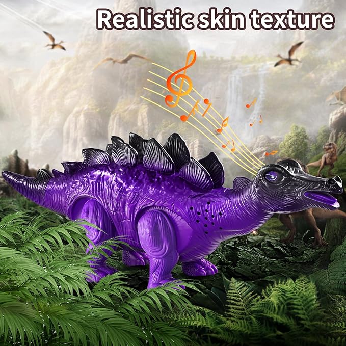 3-Pack Electronic Walking Dinosaur Toys for Toddlers 2-4, Moving Dinosaurs Toys with Lights, Roaring Sounds, T-Rex, Brachiosaurus & Stegosaurus, Xmas Birthday Gift for 2 3 4 5 6 Years Old Boys