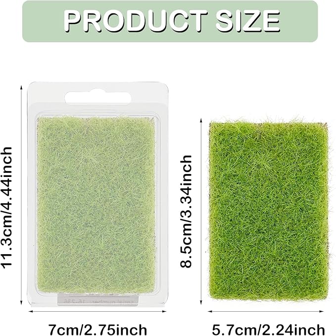 Woohome 2 PCS Static Grass Tuft Railway Artificial Grass for Train Scenery, Railway Landscape, Military Sand Table DIY, Light Green