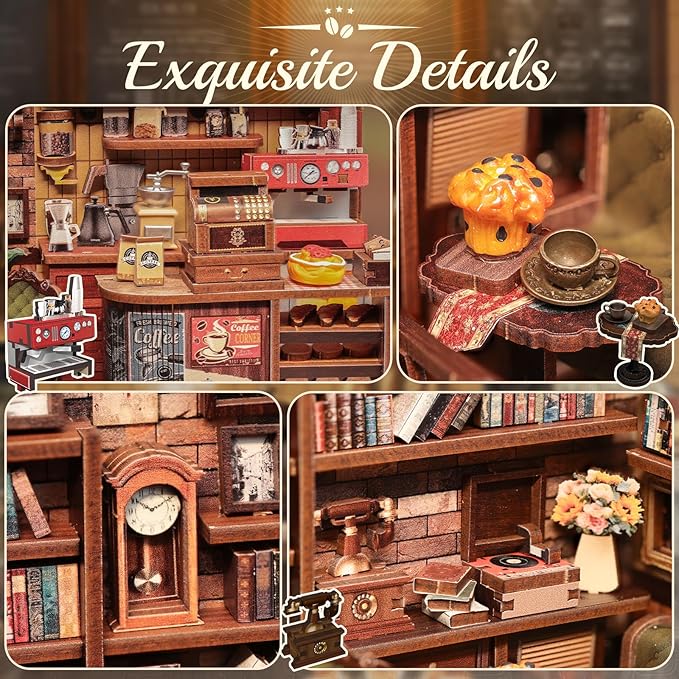 CUTEBEE Book Nook Kit - DIY Miniature House Kit for Adults, Teens and Beginners, Dollhouse Booknook Library Tiny House Bookshelf Decor 3D Wooden Puzzle, Gifts for Family, Friends
