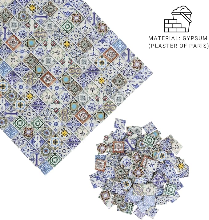 150 pcs, Dollhouse Flooring, 1:12 Scale Doll House Tiles, Miniature Checkerboard Floor, REDUCIO! (Mediterranean Patterns)