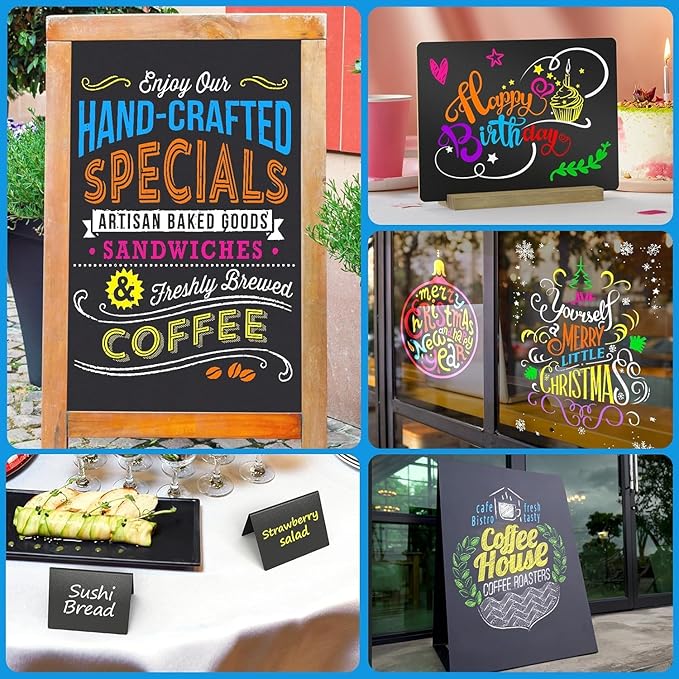 Mini Chalkboard Signs for Food, 20Pcs Small Food Labels for Party Buffet Food Signs, Reusable and Reserved Table Sign, Catering Supplies Buffet Display Food Tags Place Cards, with 8Pcs Chalk Markers