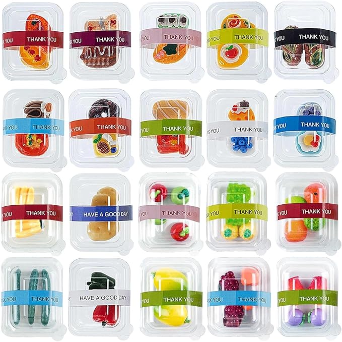 75Pcs Miniature Supermarket Food Lunch Box Dollhouse Kitchen Set Mini Takeaway Snacks Resin Fruit Crisper Accessories Bread Pretend Play Toys Grocery Store Kids Shopping Model Tableware Vegetables