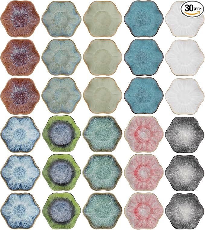 30 PCS Colorful Ceramic Lotus Ring Dish Bulk 4.5in Trinket Tray Jewelry Organizer, 10 Color Wedding Bridal Shower Party Favors,Earring Holder, Key Bowl, Home Entryway Décor