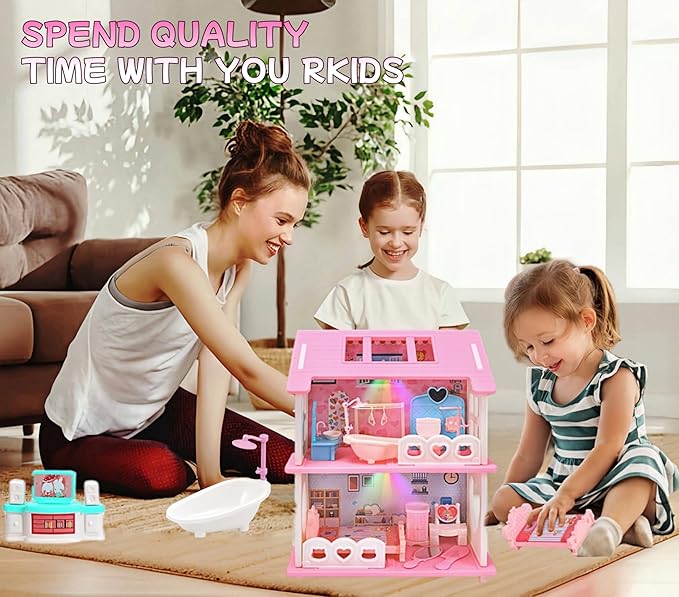 MOLINGXUAN Dollhouse - Cute Style Dollhouse Toy with Light, Slides and Furniture Accessories, Ideal for Collectors and Hobbyists Who Love House Miniatures