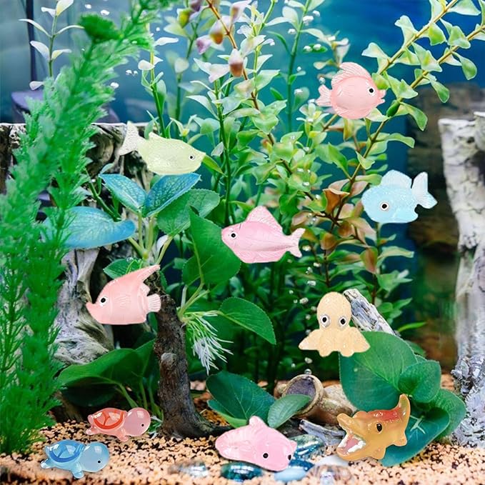 130 Pcs Luminous Mini Resin Animals Bulk, Glow in The Dark Ducks, Frogs, Pandas, Rabbits, for Fairy Garden, Micro Landscape, Aquarium and Potted Plant Decorations