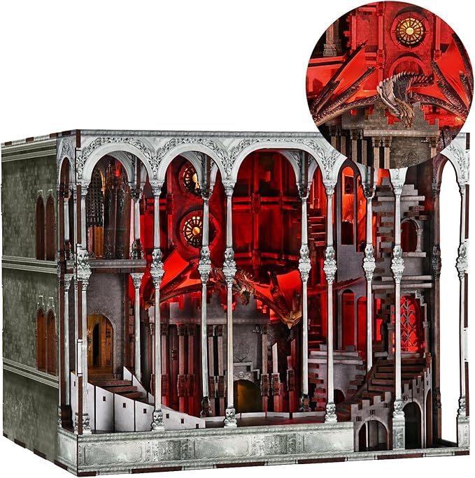 Book Nook Kit, DIY Miniature House Dollhouse Kit for Adult and Teens, Booknook Bookshelf Decor Castle Model Build with LED Light, Gifts for Family and Friends (Ember Castle)