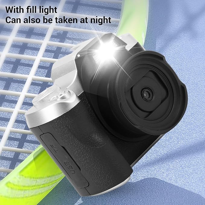 Zunate Mini Keychain Camera, 48MP HD Mini Retro Digital Camera, Portable Small Cameras Vintage Compact Micro Cameras, 1.54 inch HD Screen for Travel Study Recording (Black)