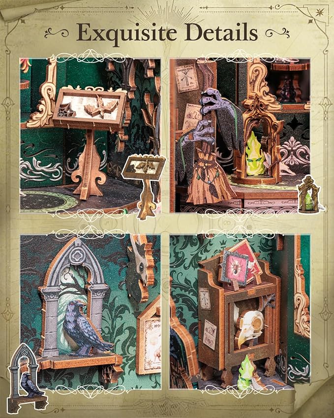 CUTEBEE Book Nook Kit - DIY Miniature House Magic Dollhouse Kit for Adults, Booknook Tiny House Bookshelf Decor 3D Wooden Puzzle, Gifts for Family, Friends (The Darkness Herbarium)
