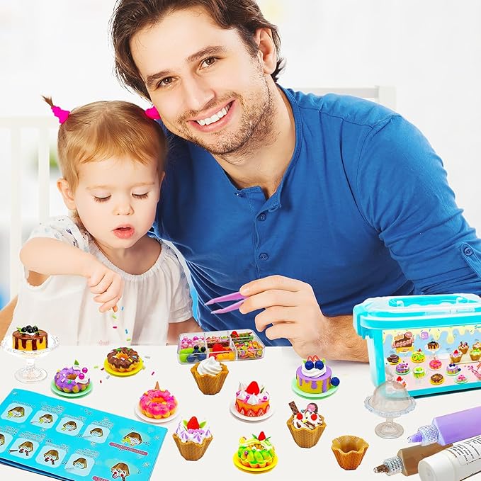 14 Pieces Miniature Desserts,Making Mini Food Set Toys,Kitchen Pretend Food DIY Mini Craft Kits for Kids Age 8-13 Girls Gift for Christmas, Birthday,Play Food, NOT Edible