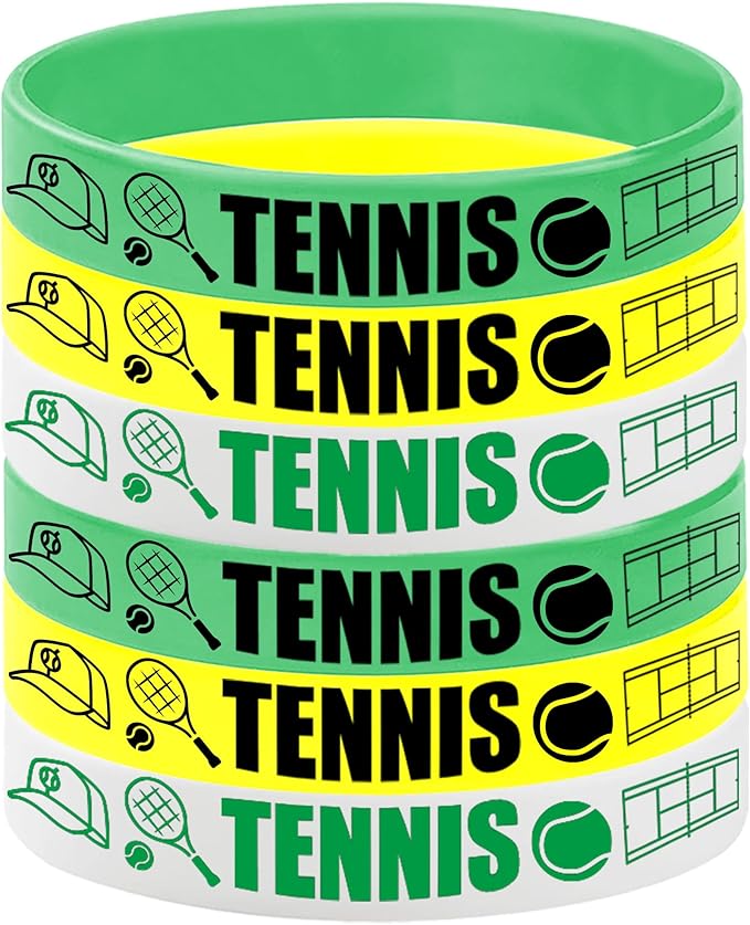 ATSMOICY 24PCS Tennis Rubber Bracelets -Tennis Party Supplies Sports Birthday Weeding Tennis Silicone Wristbands Party Favors