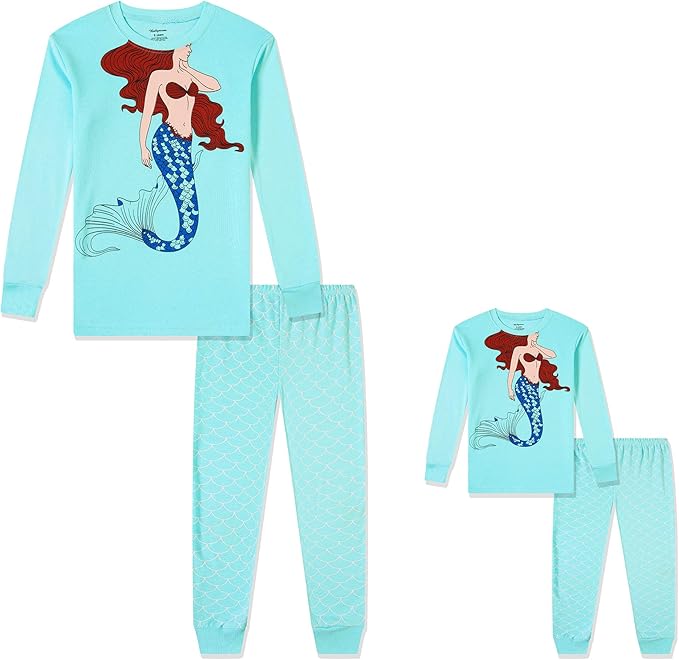 Babyroom Girls Matching Doll&Toddler 4 Piece Cotton Pajamas Toddler Christmas Sleepwear