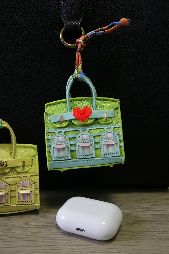 Buyborgood 2 PCS Women Mini Backpack Keychain Accessories Key Pouch Holder Coin Purse Bag Charm Wallet (LGreen + LYellow)