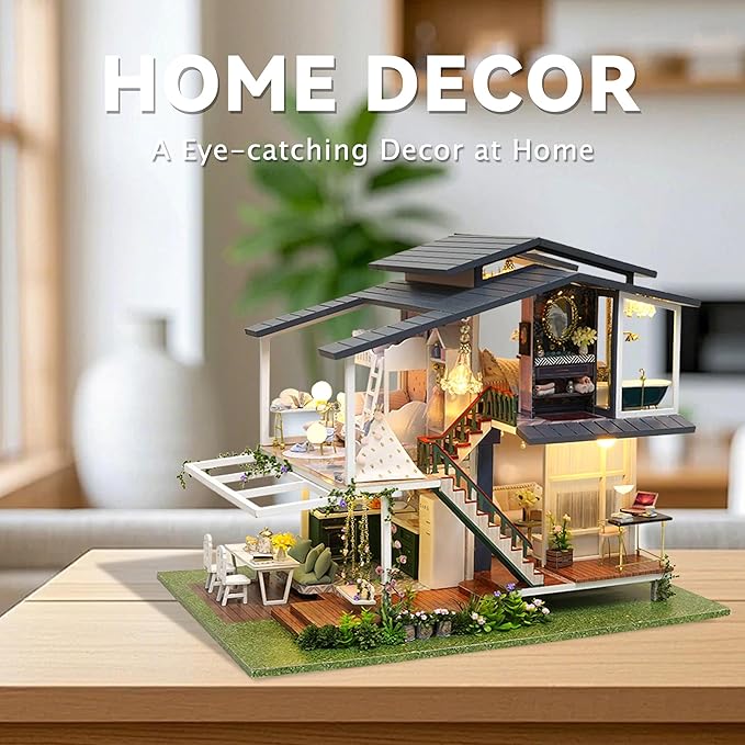 Flever Dollhouse Miniature DIY House Kit Creative Room with Furniture for Romantic Artwork Gift (Monet Garden)