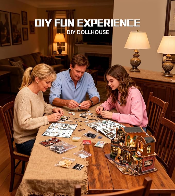 DIY Dollhouse Miniature House Kit,DIY Kit Mini House Model 1:24 Scale with Dust Cover and Music Box,Best Christmas Birthday Gift for Lovers(Twilight Book City)