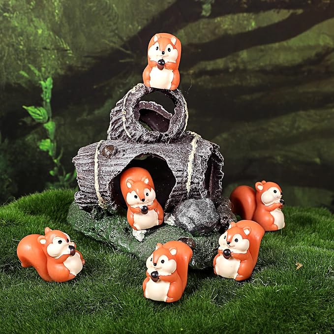 70Pcs Mini Resin Squirrel Figurines, Small Animal Miniatures Tiny Resin Squirrel Bulk for Garden Decor Home Ornaments Micro Landscape DIY Crafts