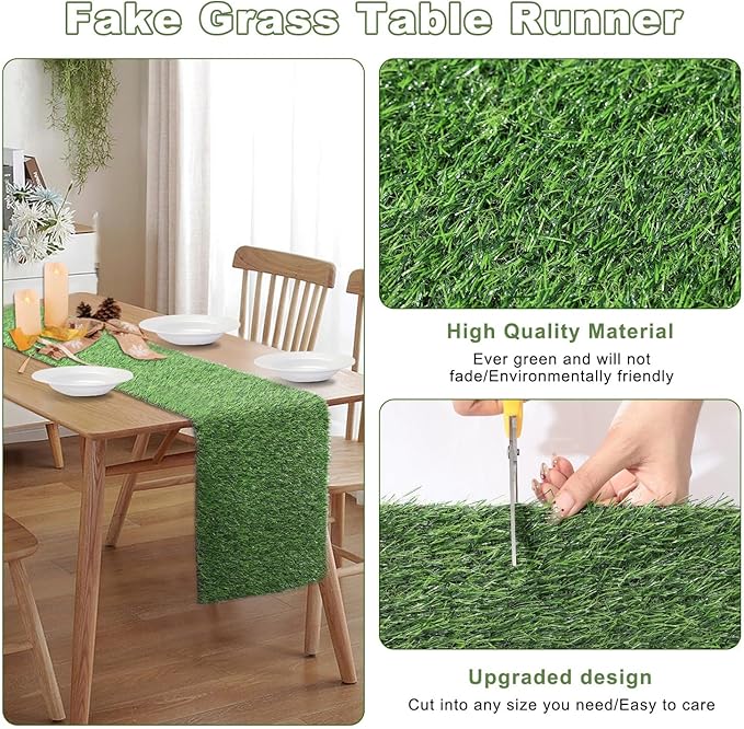 Artificial Grass Table Runners-13 x 48 Inches Faux Grass Table Runner for Golf Themed Party,Synthetic Turf Table Runner for Wedding Party, Birthday, Banquet, Baby Shower, Home Decor
