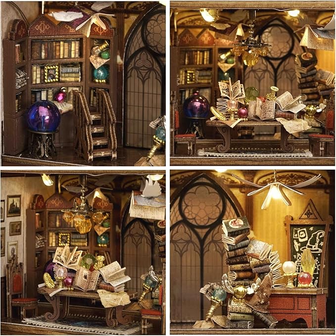 DIY Miniature House Kit, CUTEROOM Mini House Kit for Adult to Build, Wooden Dollhouse Making Kit with Furniture, Christmas Birthday Gifts (Magic)