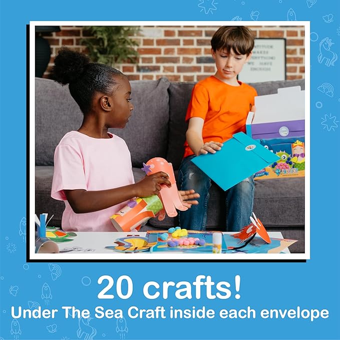 Craftikit® 20 Under The Sea Arts & Crafts Kits for Kids – Mermaid & Sea Animal Paper Crafts for Girls & Boys Ages 4-10 – Preschool Art Supplies & Toddler Craft Set