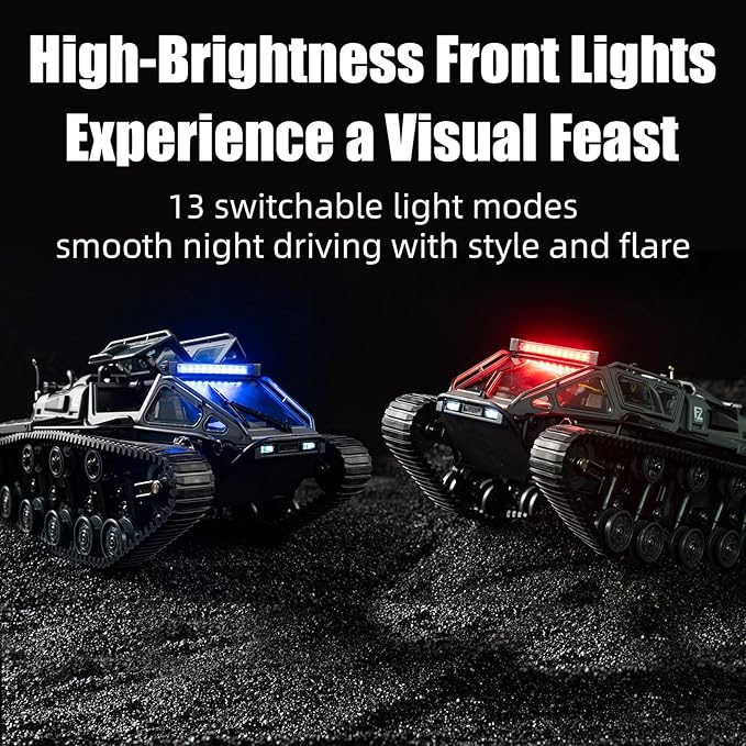 XINGRUI 1:16 Scale Remote Control Car Military Crawler Off-Road RC Tank with 4WD, Adjustable Speed/Steering, 2 Batteries & Openable Doors – All-Terrain RC Truck for Kids Adults, Birthday Gifts
