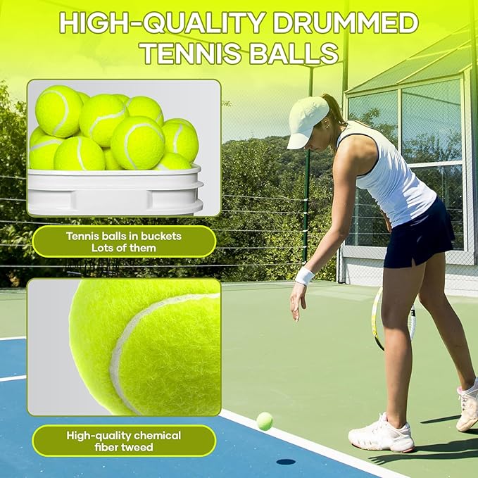 Xifua Bucket of Tennis Balls 38 Pack - Bulk Practice Balls for Tennis Training, Pet Toys, Coach, Indoor & Outdoor Play - Pelotas de Tenis for Youth and Dogs