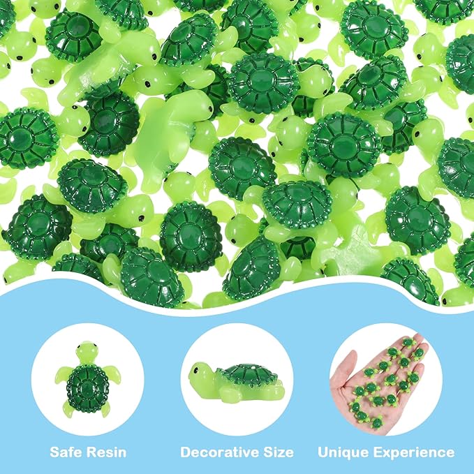 60Pcs Mini Resin Turtles, Green Tiny Turtle Figurines, Small Resin Animals for Garden, Aquarium, DIY Crafts and Party Ornaments