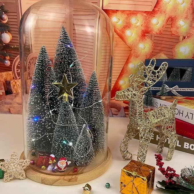 MTKZKAF Artificial mini Bottle Brush Christmas Trees for Christmas Decoration Table top Christmas Tree with Base Indoor Christmas Decorations （4/6/8/10/12 inch）