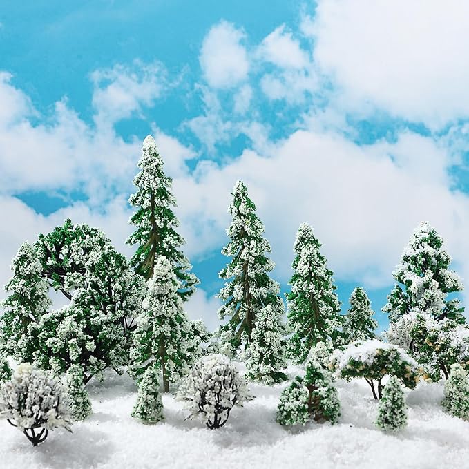 Skylety 70 Pieces Model Trees 1.2-6.3 Inch Mixed Miniature Toy Trees Diorama Supplies Fake Plants for Train Scenery Architecture DIY Crafts, Building Model Scenery Landscape Natural Green(Novel)