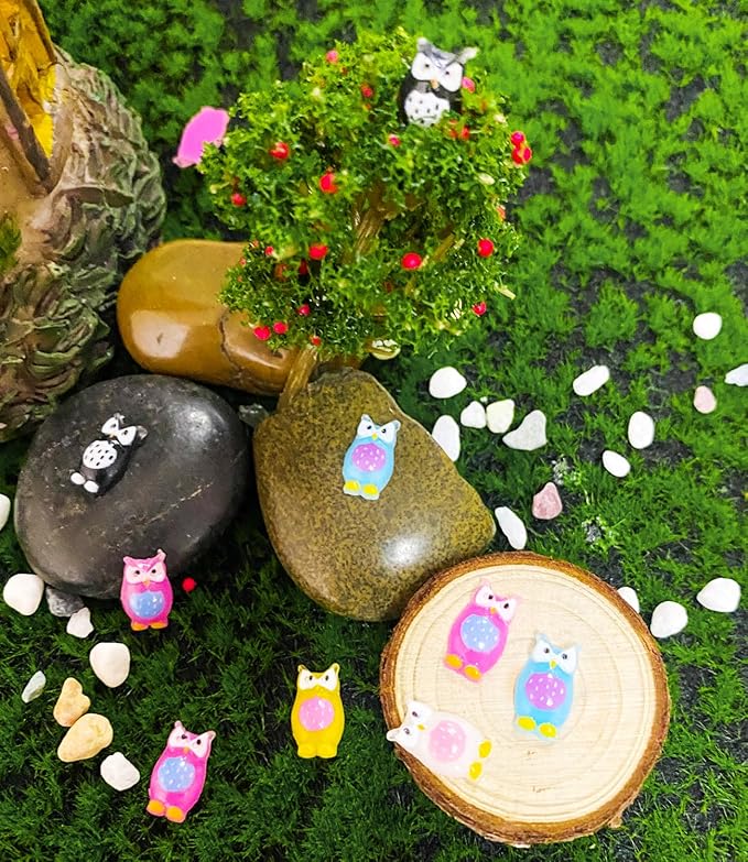 100PCS Mini Owl Decor for Dollhouse Resin Tiny Owl for Crafts Micro Miniature Owls for Fairy Garden Dollhouse Micro Landscaping Decoration