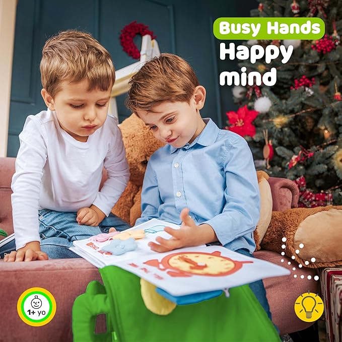 deMoca Montessori Busy Book Toddler Travel Toys 1-3, Activity Quiet Book Airplane Travel Toys for Toddlers 1-3, Busy Board with Car and Plane Activities, Gift for Boys & Girls
