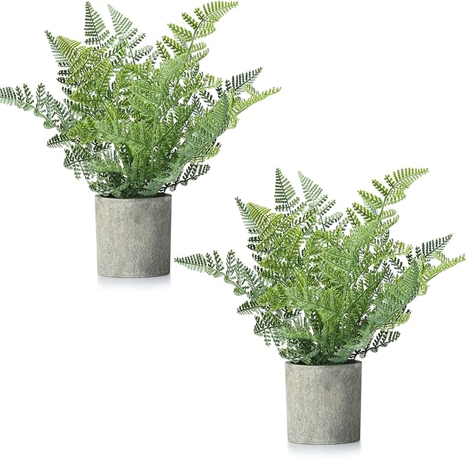 FAVOWREATH 2 Pack Small Fake Plants Potted Artificial Plants Indoor for Home Decor Office Room Farmhouse Indoor Table Bathroom Decor