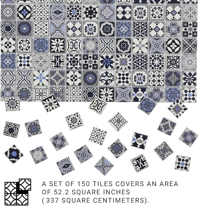 150 pcs, Dollhouse Flooring, 1:12 Scale Doll House Tiles, Miniature Checkerboard Floor, REDUCIO! (Midnight Mosaic)