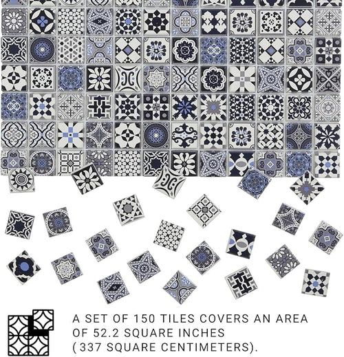 150 pcs, Dollhouse Flooring, 1:12 Scale Doll House Tiles, Miniature Checkerboard Floor, REDUCIO! (Midnight Mosaic)