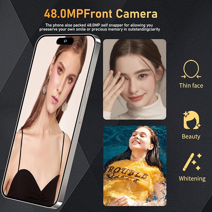 14PROMA X Smartphone Unlocked Cell Phone,Battery 6800mAh 6.82" HD Screen Unlocked Phones,16+512GB Android 14 with 128GB Memory Card,Dual SIM/Fingerprint Lock/Face ID/GPS (Natural Titanium, 16+512G)